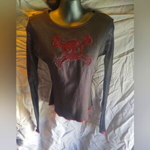 Morbid Threads women's MD fishnet long sleeve hot topic vintage black and red